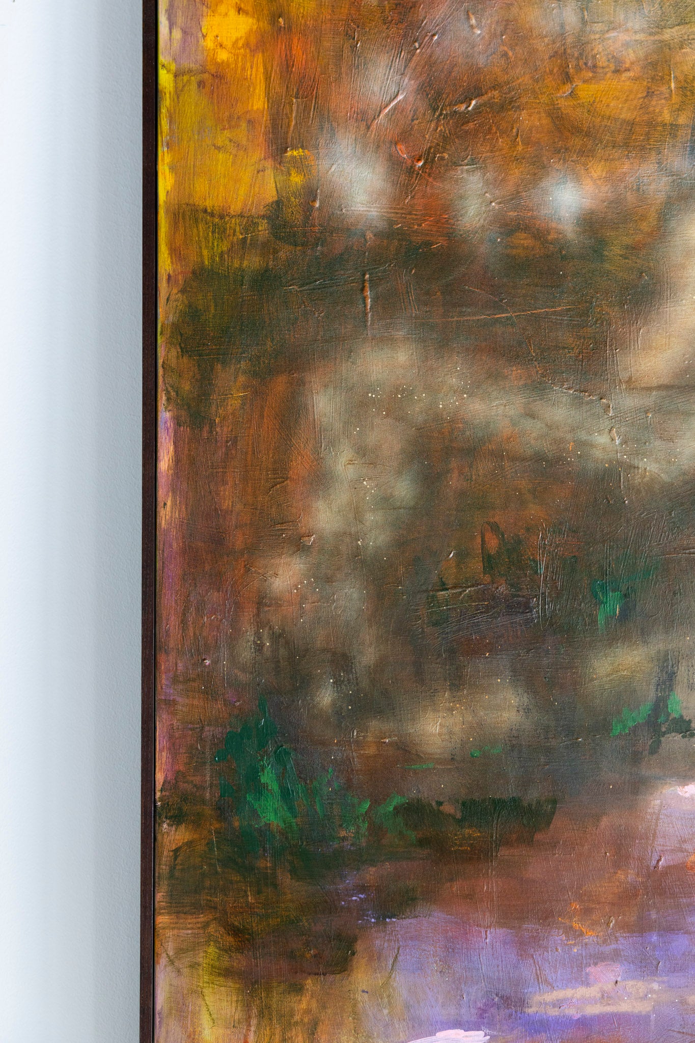 Marisabel Gonzalez's "Under The Weight Of Summer" artwork featuring vibrant, textured abstract design on Krinklewood canvas.
