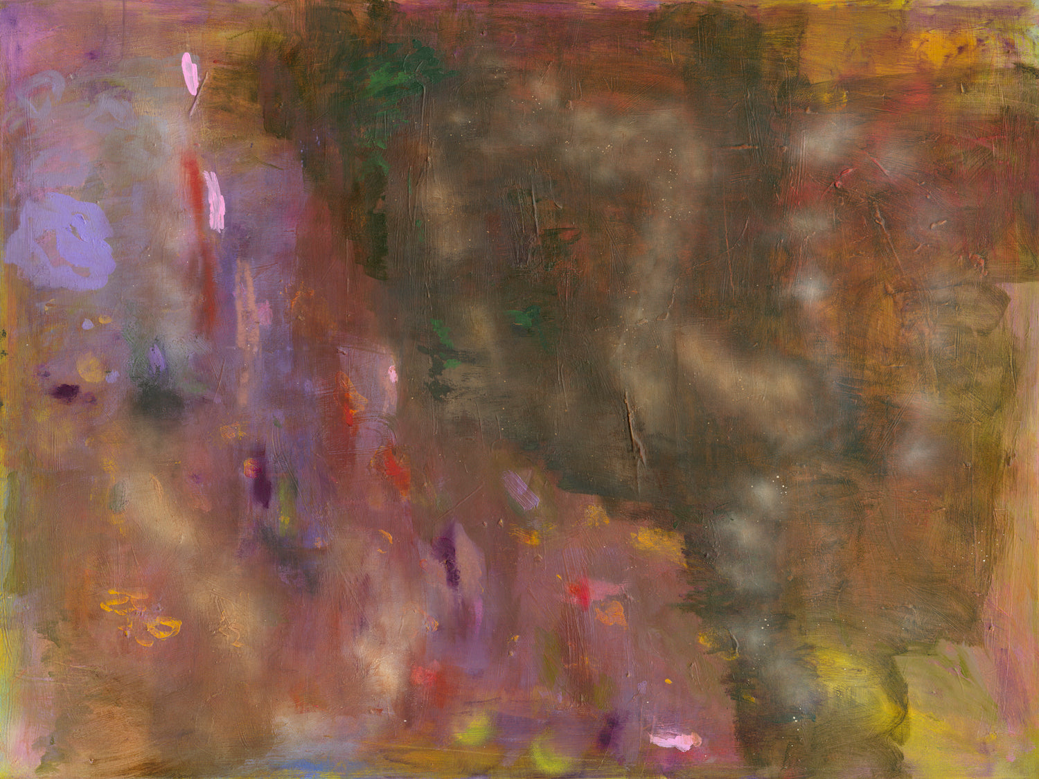 Landscape artwork titled "Under The Weight Of Summer" by Marisabel Gonzalez, featuring vibrant summer-themed colors and abstract design.