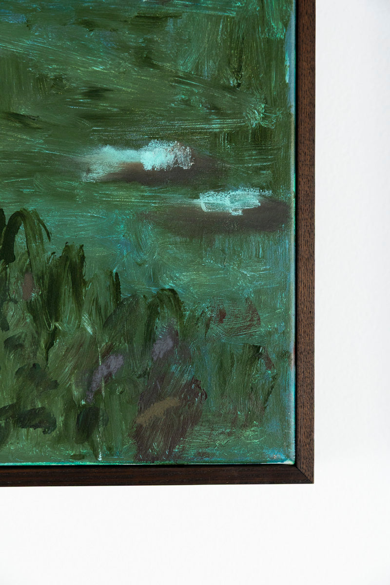 The Quiet After The Rain by Marisabel Gonzalez, a tranquil landscape painting with soft colors and a peaceful atmosphere.
